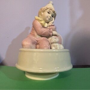 Vintage 1990s Boy with his Dog Music Decor